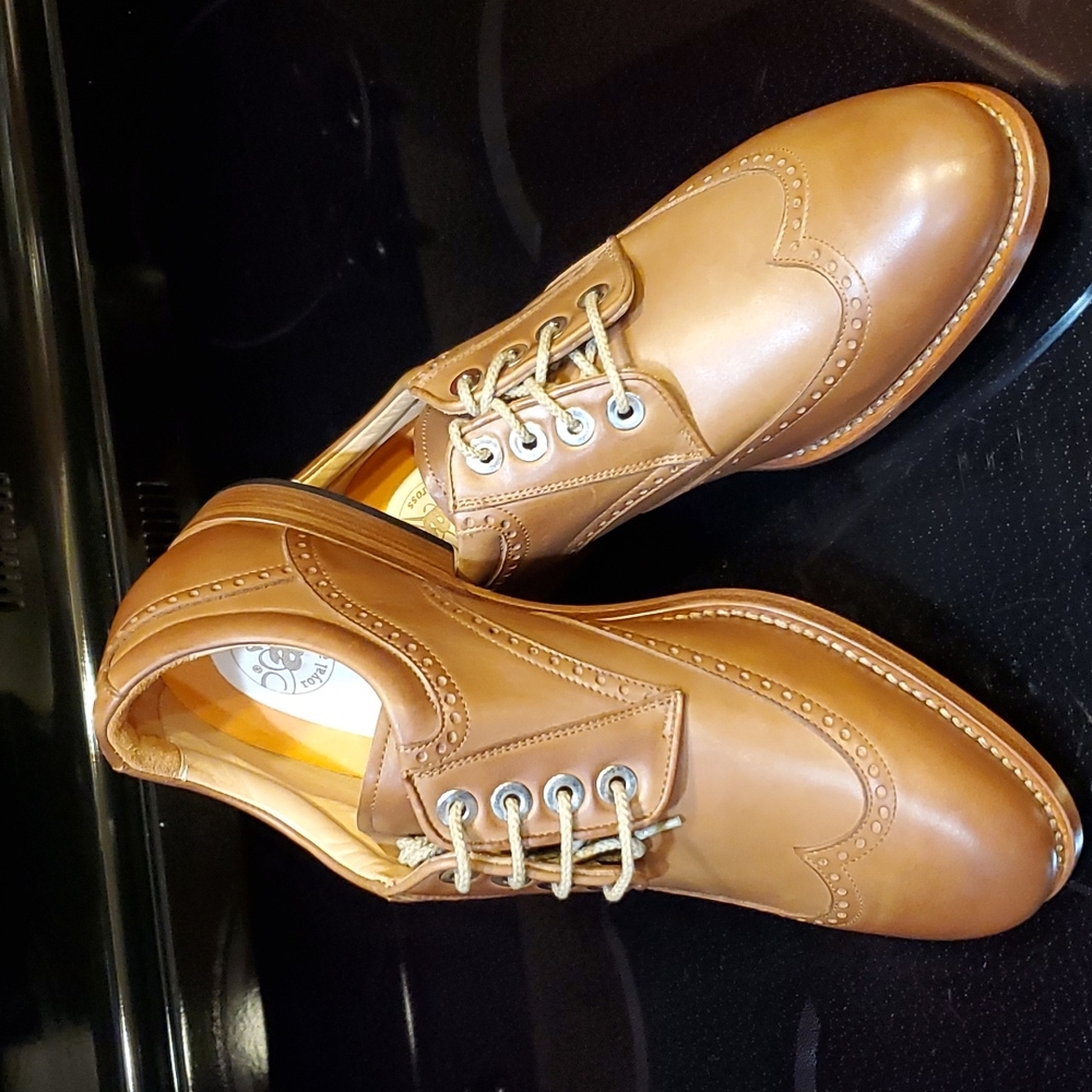 Royal Albartross Spiked Hard Sole Golf Shoe Leather Brown Size US 9 EU 42